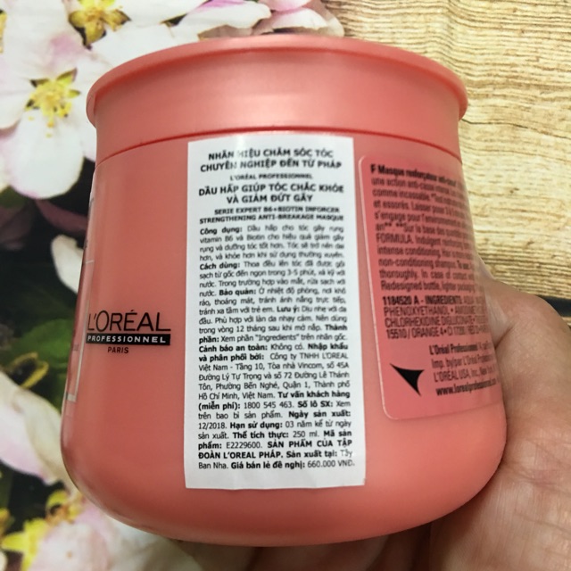 Mặt nạ giúp tóc chắc khỏe và giảm đứt gãy L'oreal Inforcer Mask 250ml