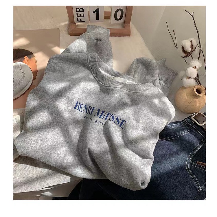 Áo Nỉ Bông Dày In Chữ Phong Cách Hàn Quốc M800