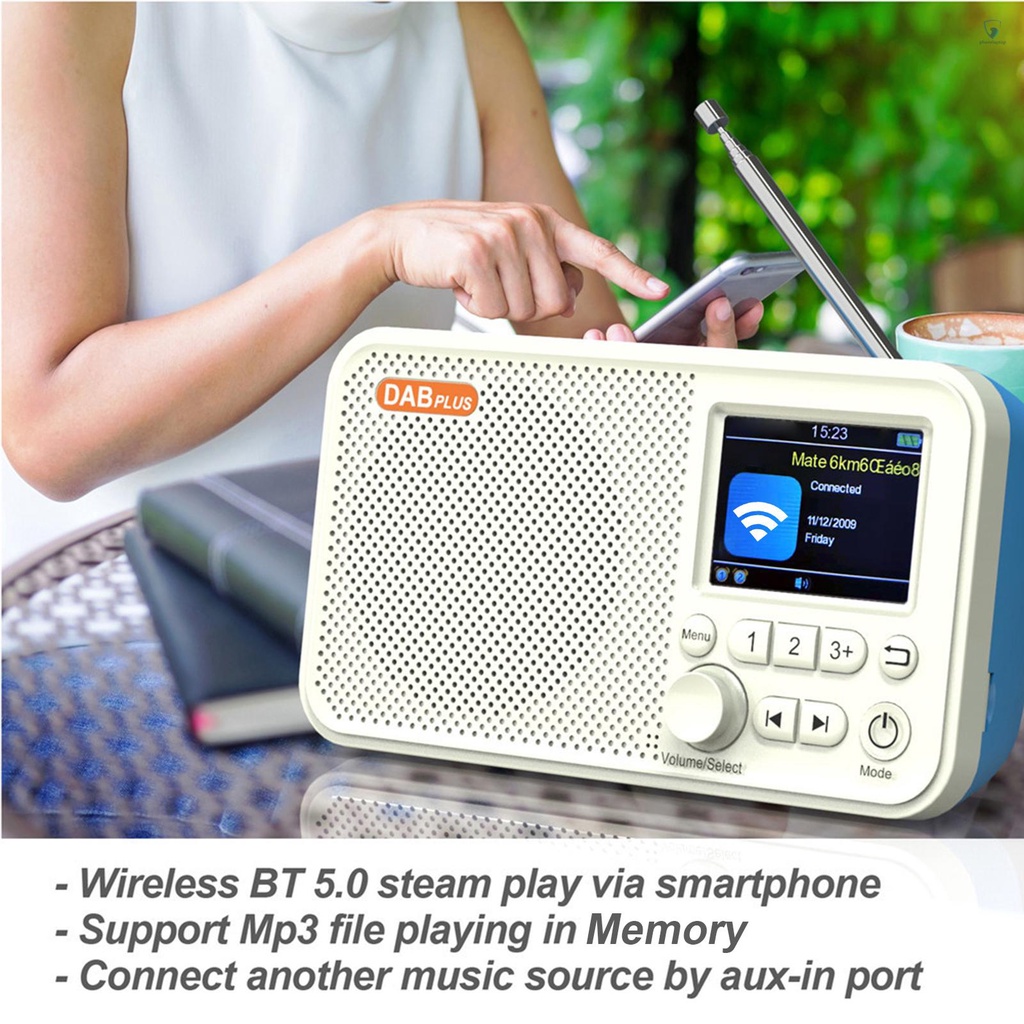 Radio kỹ thuật số DAB FM USB di động có chức năng báo động BT5.0 và tai nghe hỗ trợ thẻ nhớ