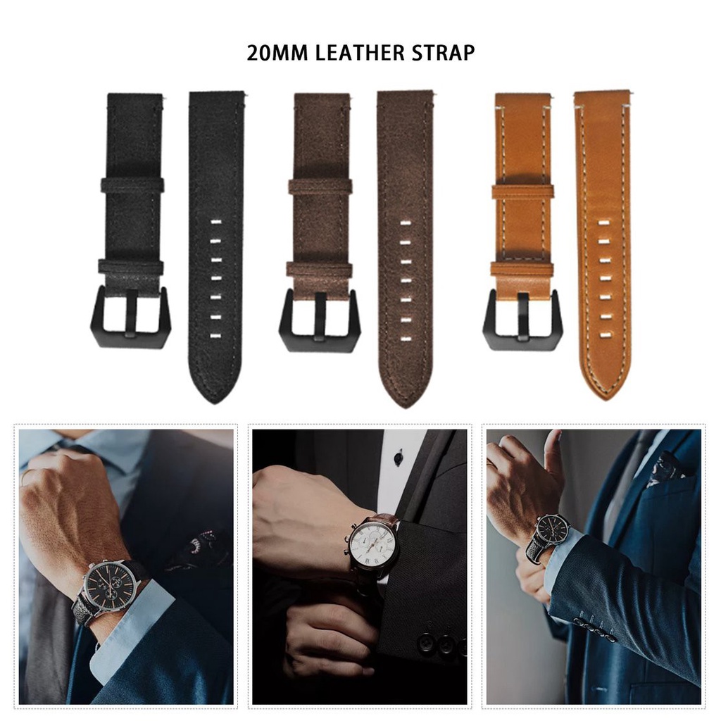 [LED]⭐Watch Stainless Steel Plating Buckle Retro Texture Handmade Leather Strap