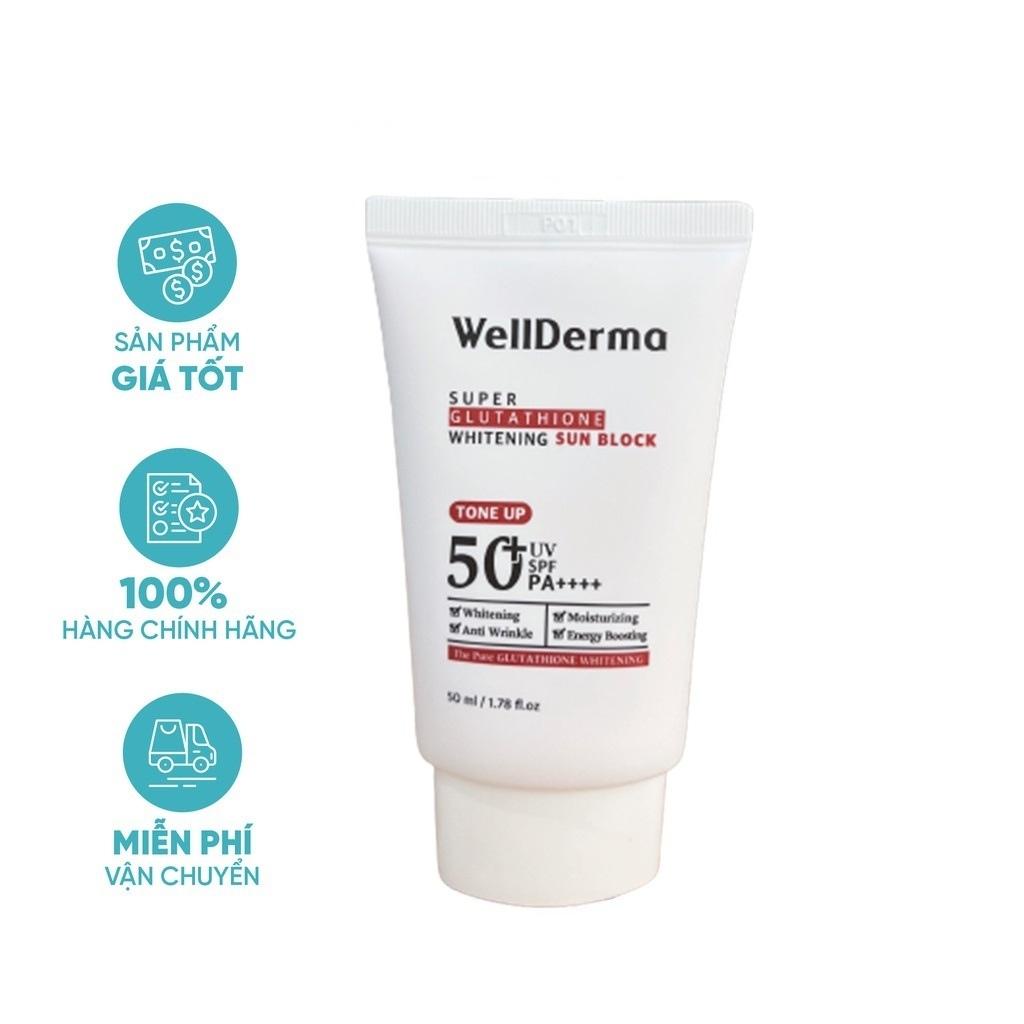 Kem chống nắng Wellderma Super Glutathione Whitening SunBlock ToneUp 50ml - Sale Chính hãng