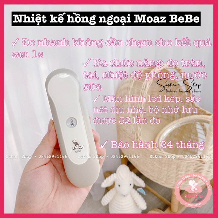 Nhiệt Kế Hồng Ngoại MoazBebe Đa Năng MB-024 Độ Chính Xác Cao, Bảo Hành 1 Năm