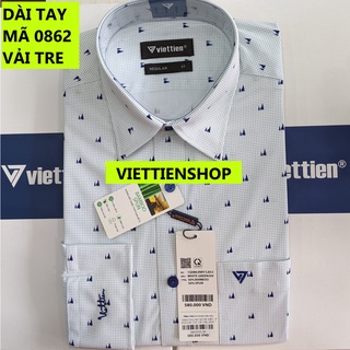 (0862 HVL) ÁO SƠ MI VIỆT TIẾN DÀI TAY VẢI TRE HOA VĂN