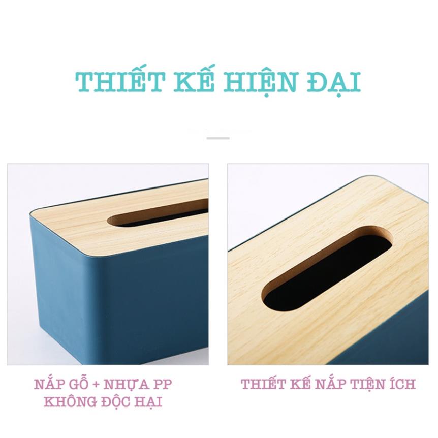 Hộp Đựng Giấy Ăn Mặt Gỗ Tre, Hộp Đựng Khăn Giấy Nhiều Màu Cao Cấp F003 [Rẻ]