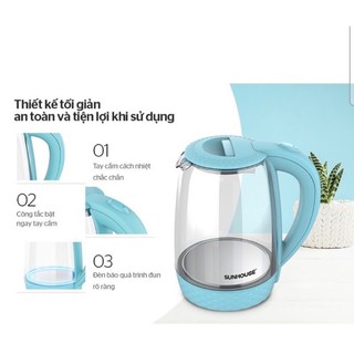 ẤM ĐUN SIÊU TỐC SUNHOUSE SHD1215 1,8lit (hkm Ensure_hộp xanh dương đậm)