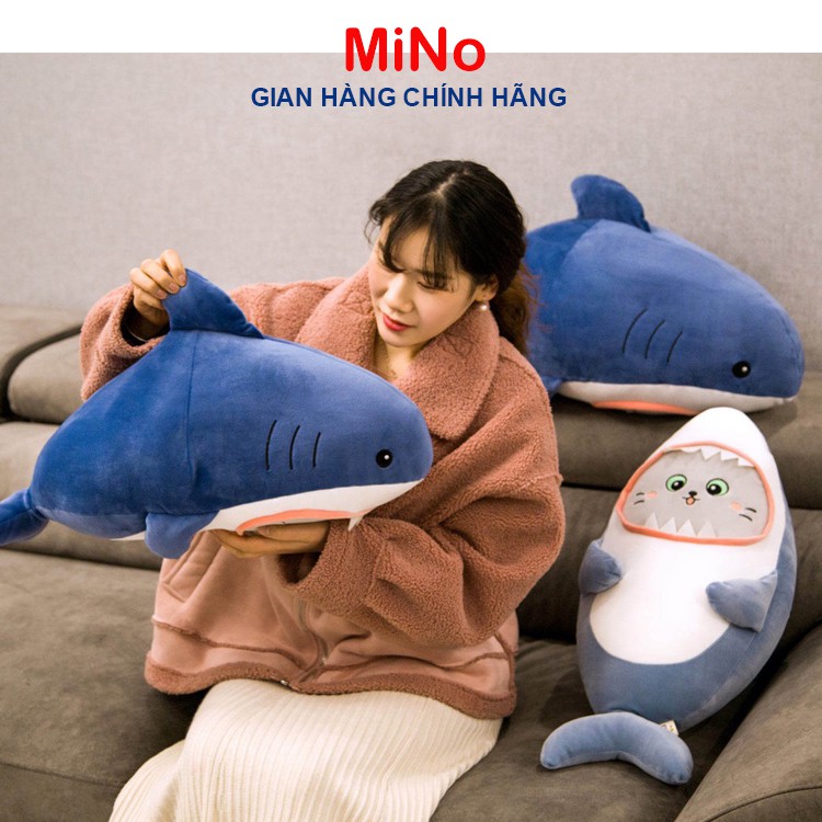 [Mã BMBAU50 giảm 7% đơn 99K] Gấu Bông Cá Mập Mặt Mèo Dễ Thương Mino Mềm Mịn Cute 1m TH8