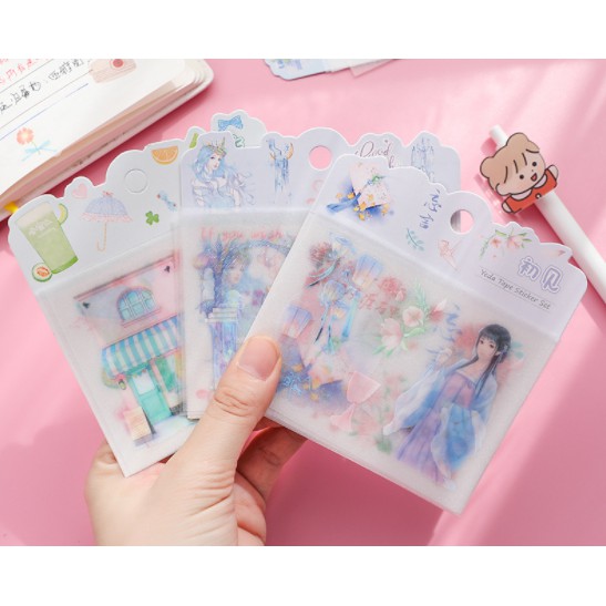 sticker set 4 nhỏ cô gái hình vẽ S16 thần tượng chữ kí