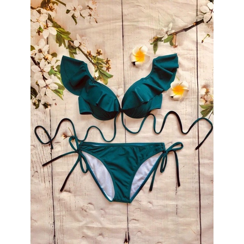 Bikini biển 2 mảnh ❤️ Siêu hót ❤️ Đồ bơi nữ áo cánh tiên có gọng, quần luồn dây