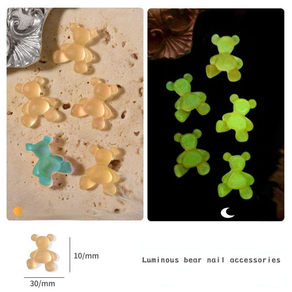 QQMALL Màu Sắc Phụ Kiện Trang Trí Móng Tay Hình Gấu Thay Đổi Màu Xinh Xắn