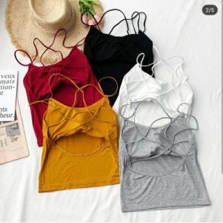 ( Sẵn đen, trắng) Áo croptop đan dây lưng ôm body