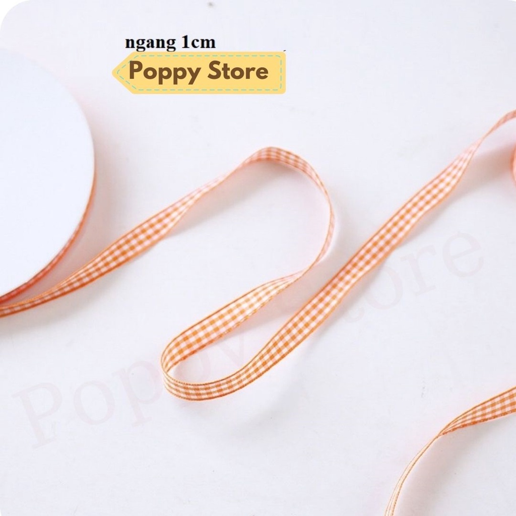 RUY BĂNG - RUY BĂNG SỌC CA RÔ BẢN 1CM  - RUY BĂNG TRANG TRÍ HỘP BÁNH, BÓ HOA, CỘT TÓC - POPPY STORE