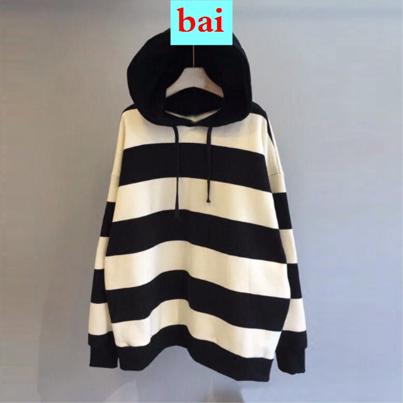 Áo sweater dày dặn dáng rộng kẻ sọc ngang phong cách Hàn Quốc thời trang thu đông mới 2020 cho nữ