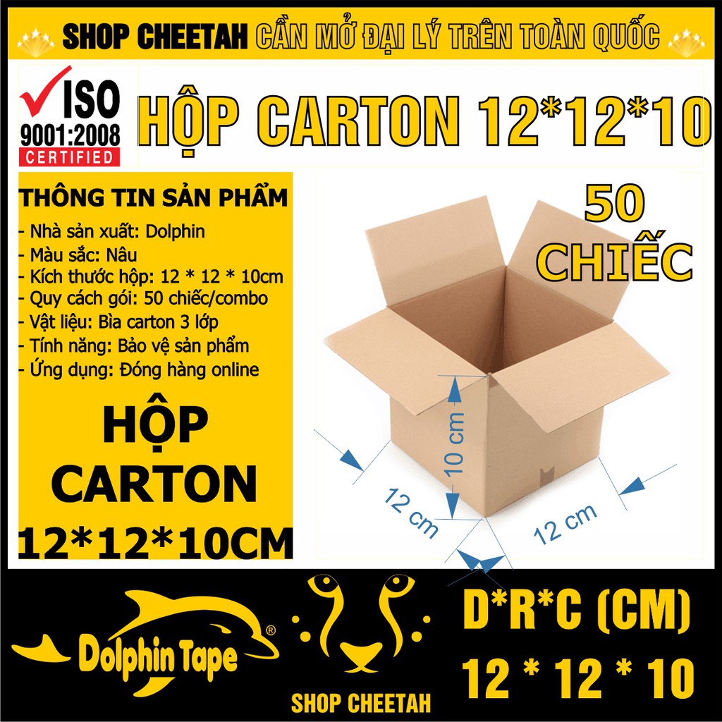 [12cm x 12cm x 10cm] Hộp carton combo 50 chiếc – Dùng trong công tác đóng hàng hỗ trợ vận chuyển