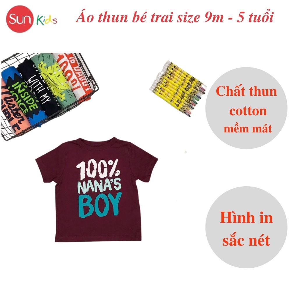 Áo thun bé trai xuất xịn, áo phông cho bé trai, chất cotton, size 9m - 5 tuổi - SUNKIDS