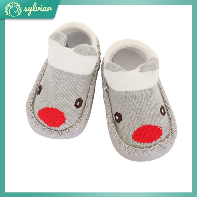 [sylviar] Giày Vớ Đế Mềm Chống Trượt Thiết Kế Hoạt Hình Cho Bé Sơ Sinh Tập Đi
