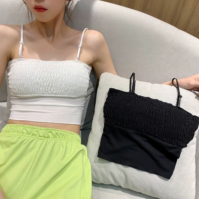 Áo bra ống 2 dây croptop rúm ngực