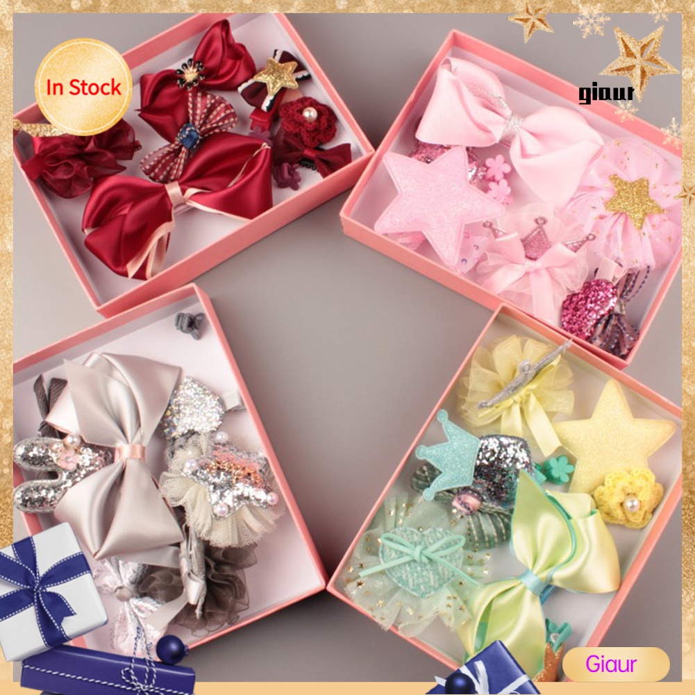 Set 10 kẹp tóc nơ xinh xắn cho bé gái
