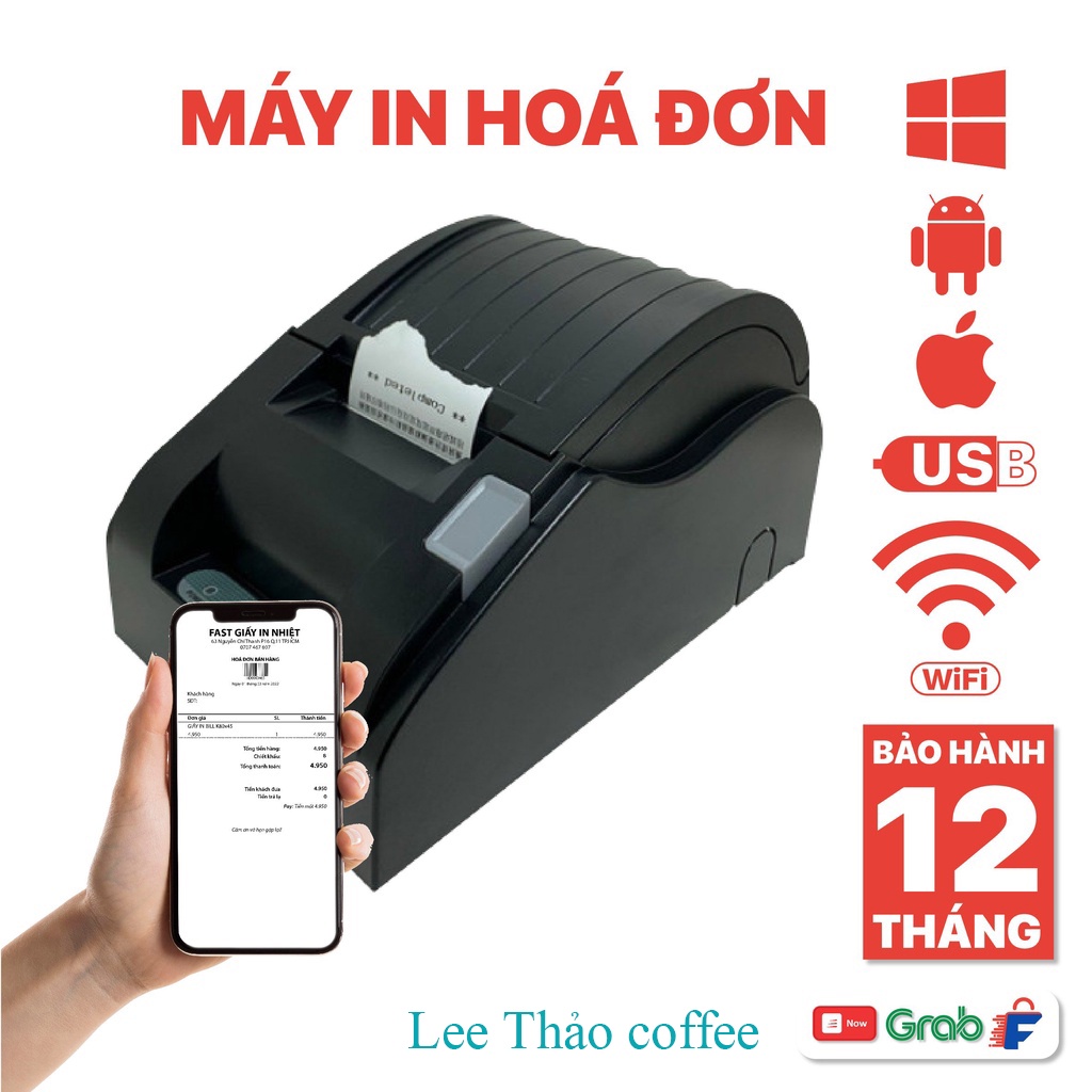 Máy in mini in nhiệt in hóa đơn GPRINTER 5890XIII giá rẻ - Hàng chính hãng Lee Thao coffee