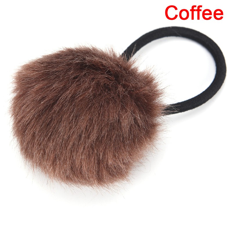 Dây Buộc Tóc Đính Quả Cầu Lông Xinh Xắn Cho Nữ