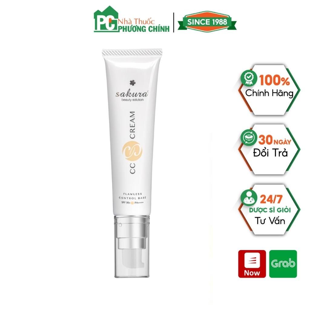 Kem Trang Điểm Chống Nắng Sakura CC Cream Flawless Control Base Che Phủ Nhẹ Nhàng (Chai 40ml)