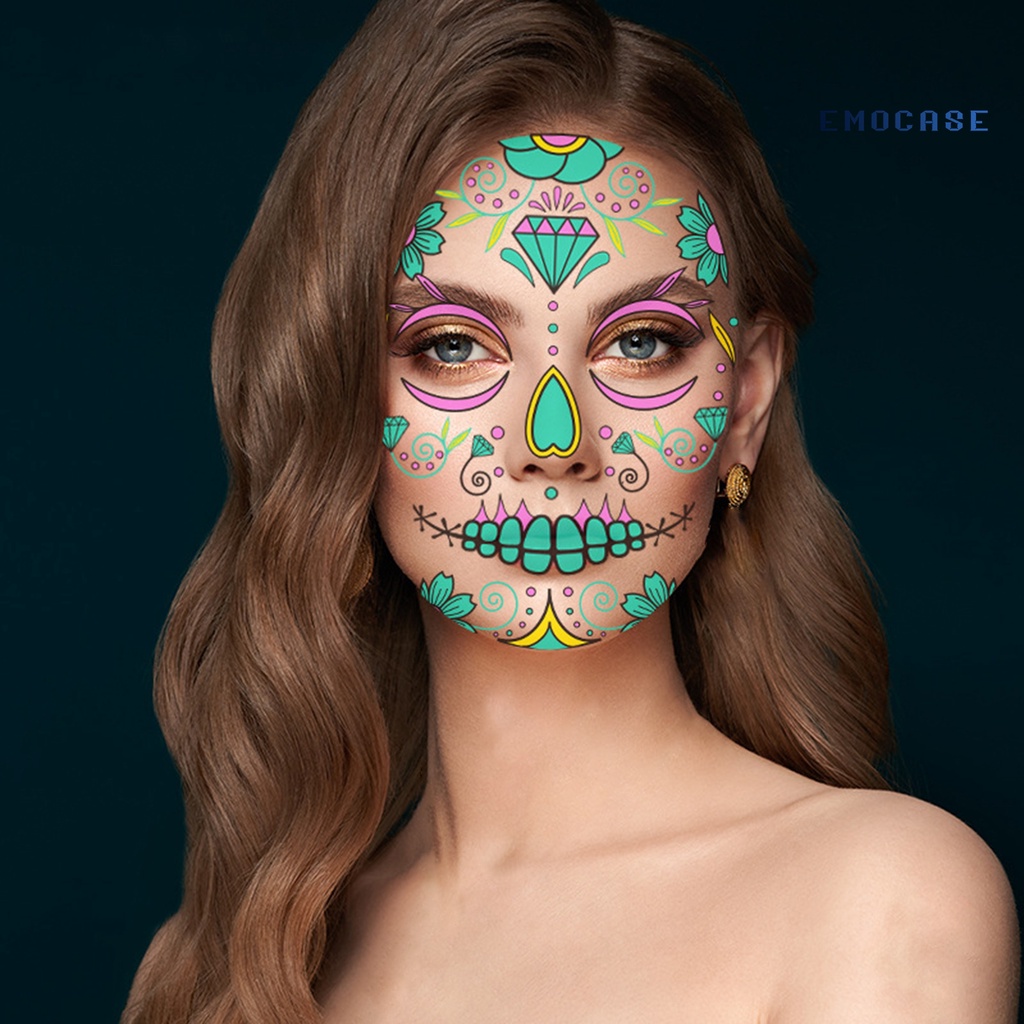 Hình Xăm Dán Mặt Và Cơ Thể Dạ Quang Hai Màu Lâu Trôi Không Gây Kích Ứng Cho Người Lớn Dịp Halloween