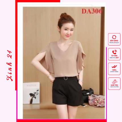 Áo sơ mi nữ cổ tim, thiết kế ống tay loe trẻ trung nữ tính | BigBuy360 - bigbuy360.vn