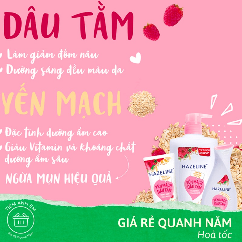 Sữa tắm Hazeline Yến Mạch Dâu Tằm Dây 12 gói x4.5g