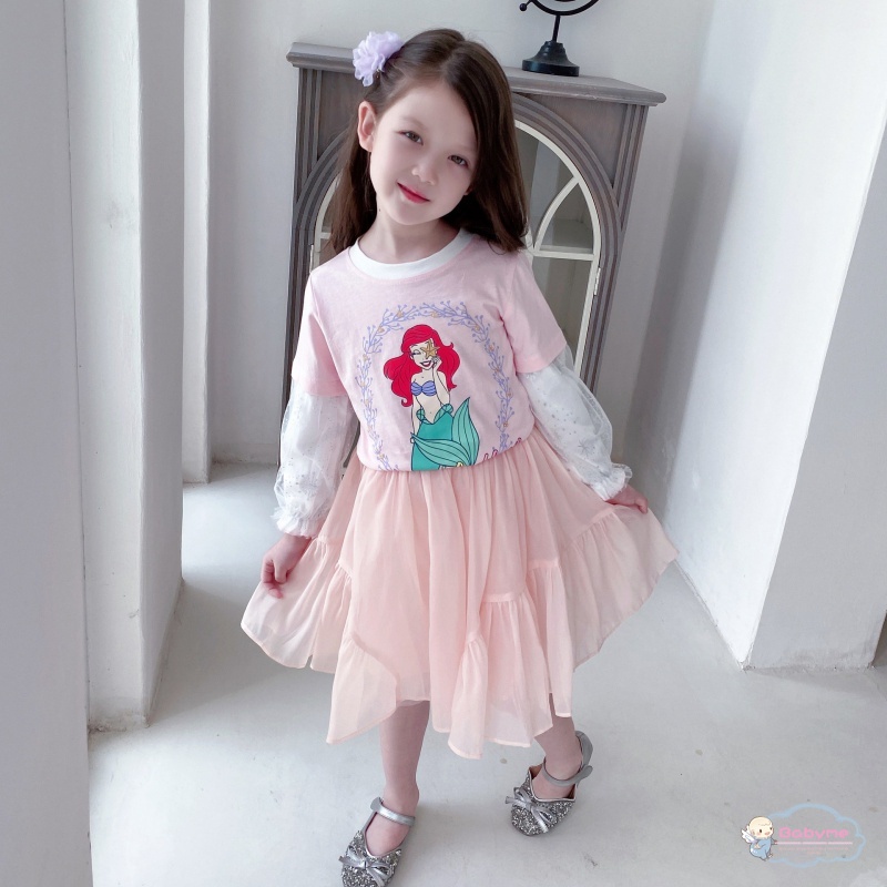 Áo Thun Công Chúa Giả Hai Lớp In Họa Tiết Hoạt Hình Dễ Thương Cho Bé Gái