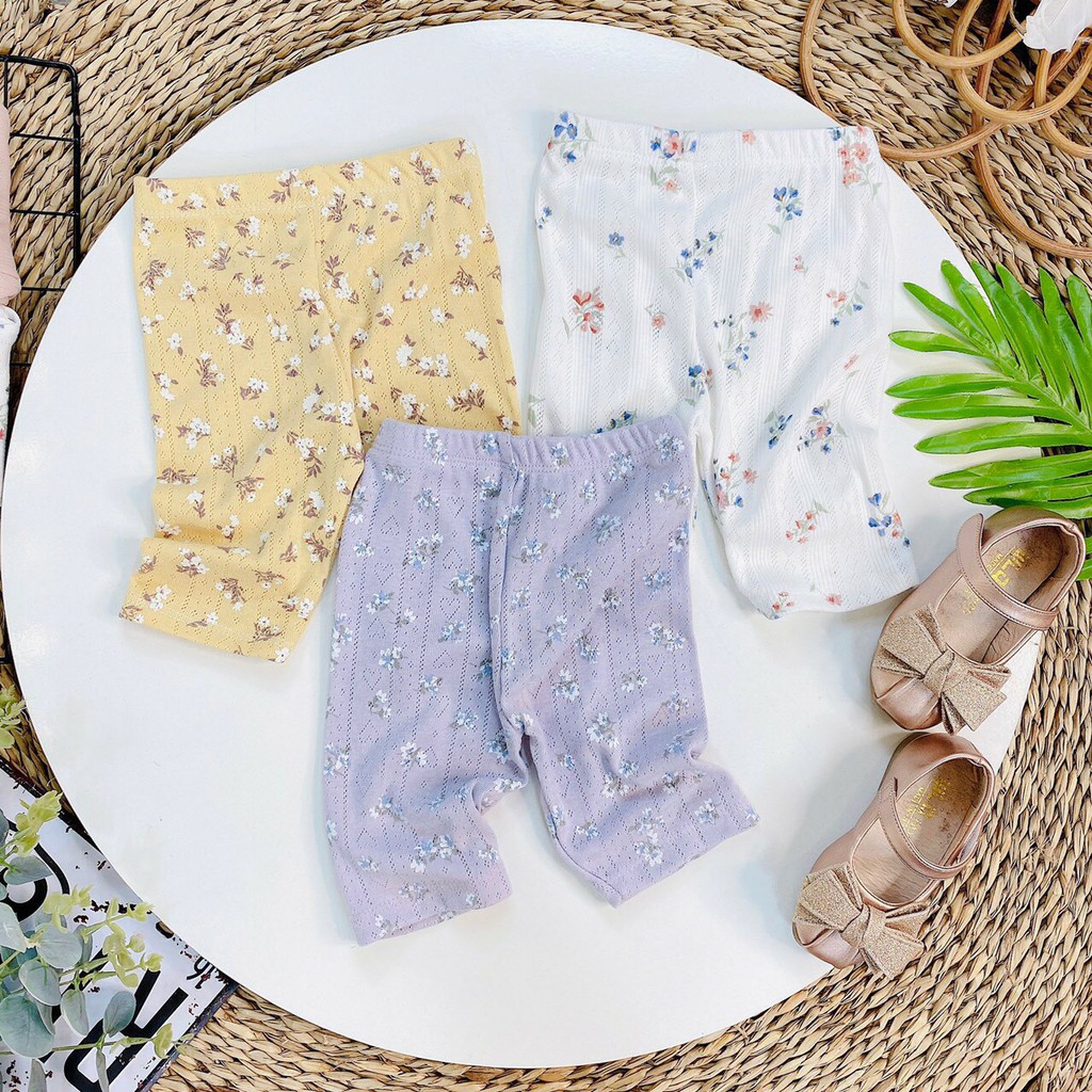 [Mã FAGET5K giảm 5K đơn 0đ] (Link 2) Quần legging lửng thông hơi hoa nhí cho bé gái