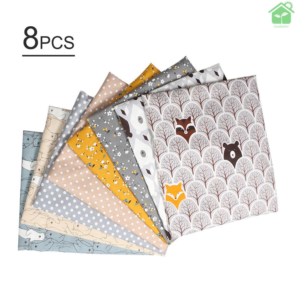 Set 8 Tấm Vải Cotton 40x50cm In Họa Tiết Hoa Dùng Để May Vá Diy