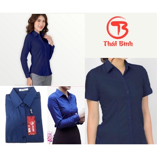 áo sơ mi công sở thái bình màu tím than 039 dài tay ngắn tay vải kate lạnh