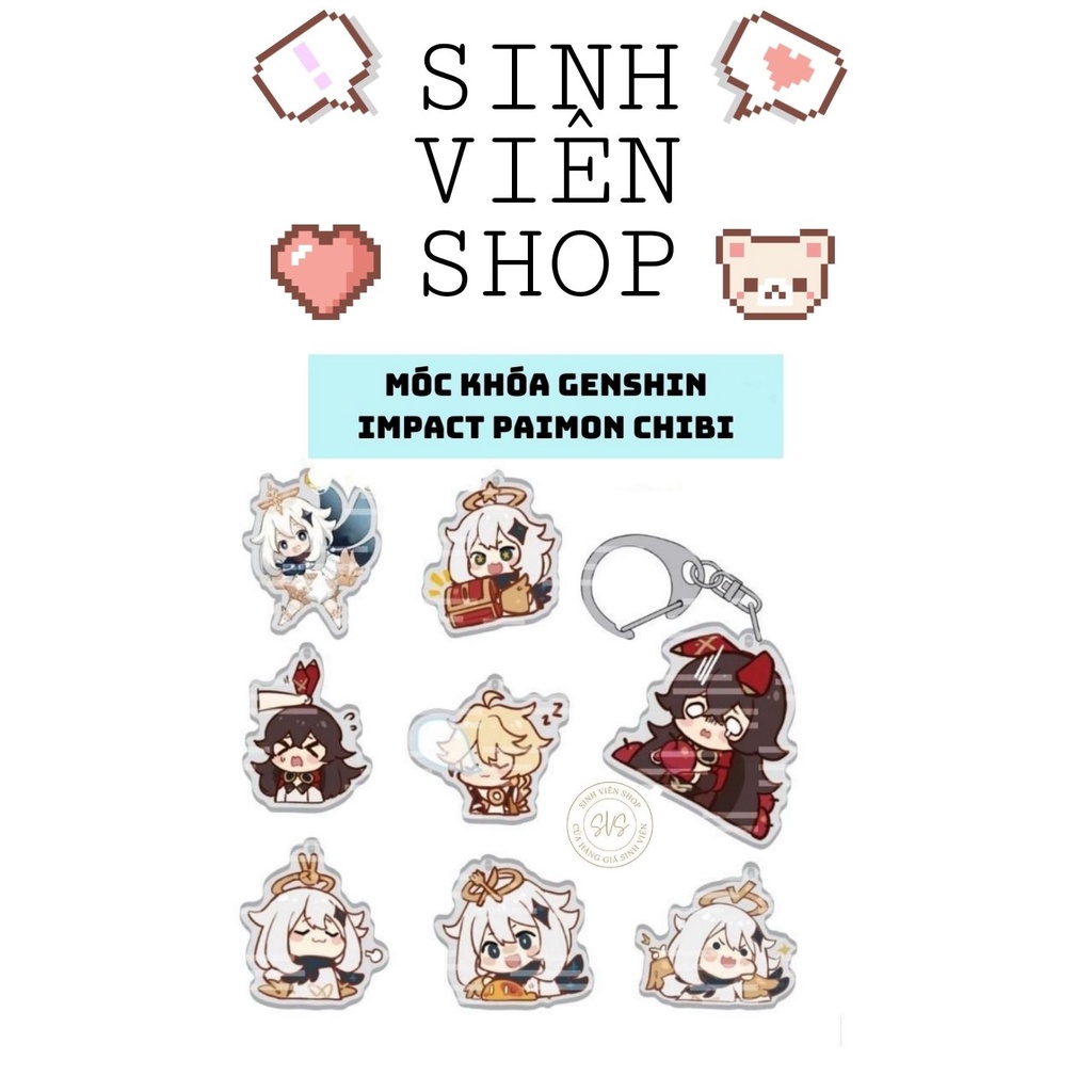Móc khóa Game Genshin Impact hình Paimon Aether chibi dễ thương