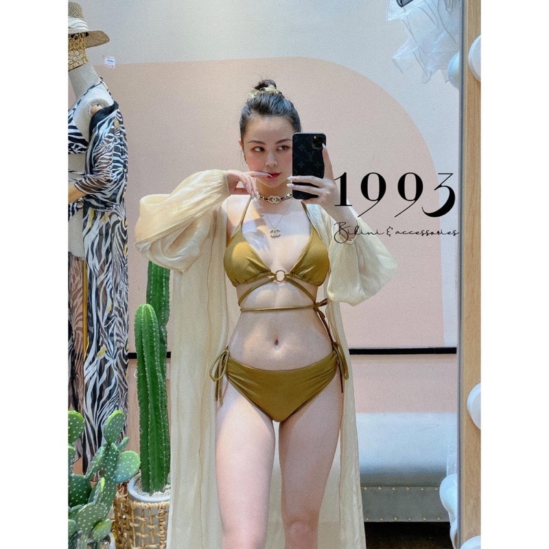 [ CÓ SẴN KÈM FEEDBACK ]BiKiNi đồ bơi tam giác phối khoen ,bầu bí cũng bon chen dc nha