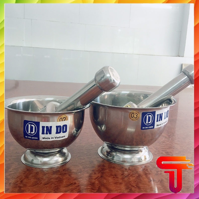 Bộ Cối Chày làm bằng inox 304 đường kính 14cm, 16cm dùng để giã thức ăn, giã cua chống nấm mốc