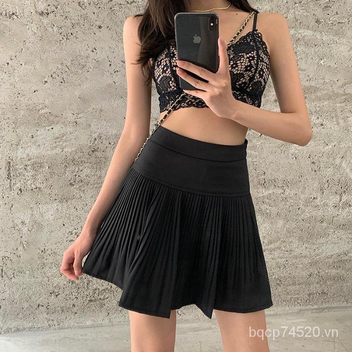 【Tại Chỗ Nóng】Mùa Hè Mới Hàn Quốc Cao Cấp Sexy Váy Xếp Li Cô Gái Tuổi Mặc MỏngaVáy nửa thân chữ