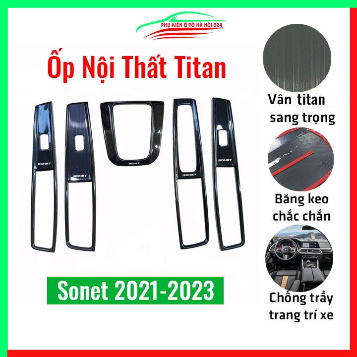 Ốp nội thất cho xe ô tô Sonet 2021-2023 vân Titan bảo vệ chống trầy xước và làm đẹp xe