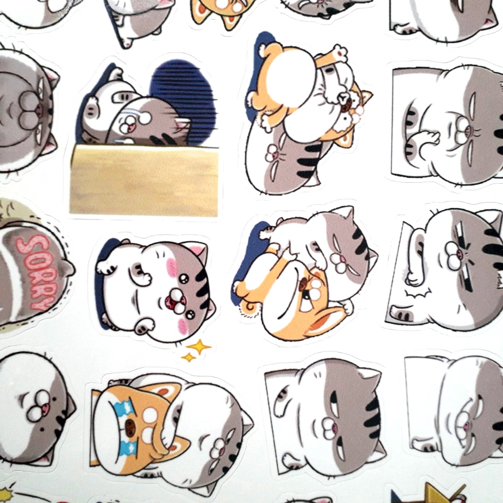 Sticker/ Hình dán mèo AMI bụng bự dùng trang trí điện thoại, laptop, sổ tay, thiệp....
