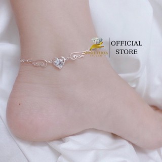 Lắc chân nữ bạc đẹp, vòng đeo chân bạc cánh thiên thần đính đá Minh Thoa Silver