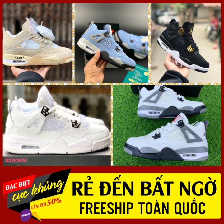 Giày thể thao 4 các màu cho Nam Nữ kèm hộp, dây phụ, tem tag, đôi tất khử mùi, đóng hộp cattong bảo vệ