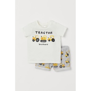 Bộ cộc bé trai HM xe kéo Tractor 1-6Y (có ảnh thật)