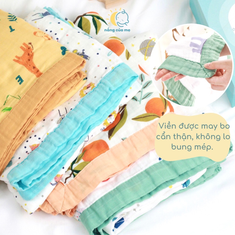 Chăn Sợi Tre Cao Cấp 4 Lớp 1m2x1m2 mềm mịn mát tay hợp đắp phòng điều hoà - Nắng Của Mẹ _CHAN4LOP