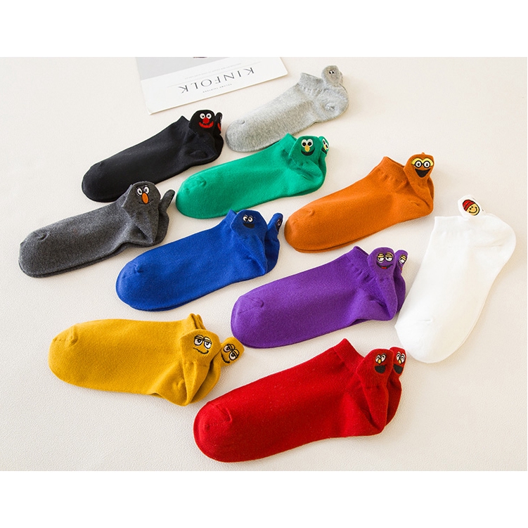 Vớ cotton trang trí họa tiết biểu tượng cảm xúc đáng yêu