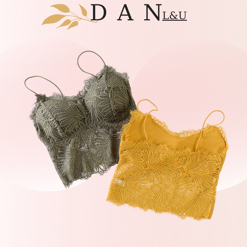 Áo Ngực Dáng Dài Phối Ren Lưới Mềm Mại Sexy Có Đệm Mút Nâng Ngực Cực Quyến Rũ DAN L&amp;U 2817