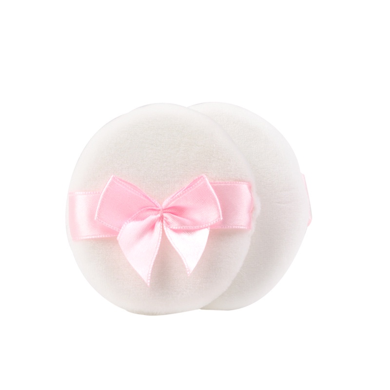 Bông Phấn Trang Điểm Hình Tròn Bằng Nhung Phối Nơ