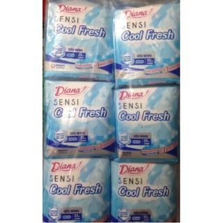 Combo 6 gói BVS Diana Sensi Cool fresh mỏng không cánh, gói 8 miếng