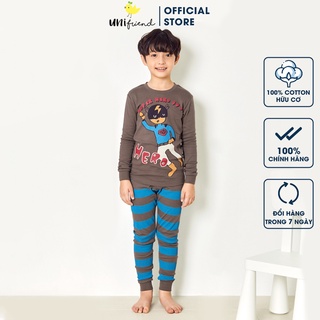 Đồ bộ tay dài quần áo thun cotton cho bé trai mặc nhà mùa thu đông dáng ôm Unifriend Hàn Quốc U1021
