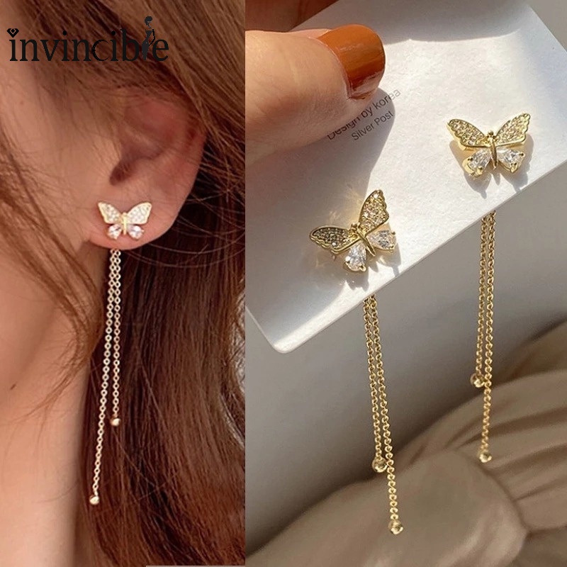 Khuyên Tai Nữ Trang Dáng Dài Tạo Hình Bướm Độc Đáo