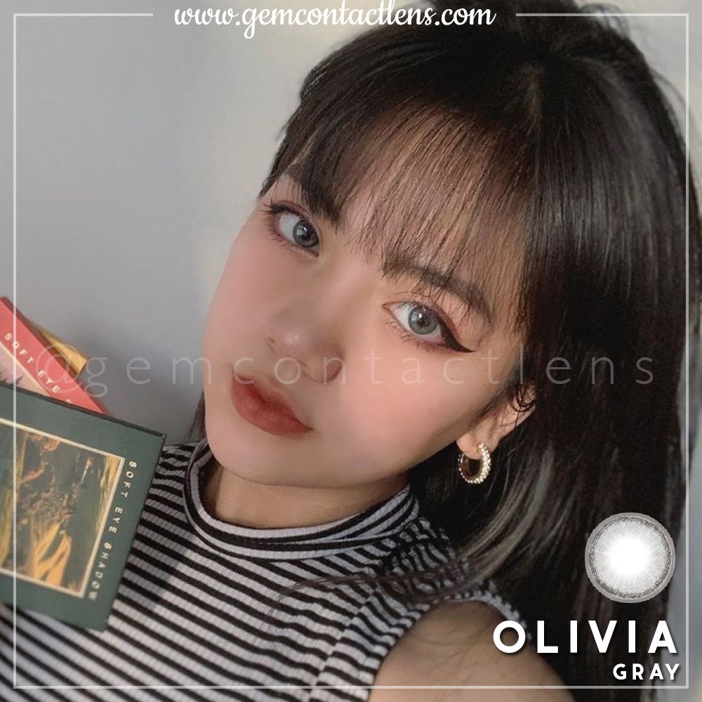 Áp Tròng OLIVIA GRAY Ẩm Cao 55% HSD6Tháng Lens Xám Tây Tự nhiên Không Giãn Viền Mỏng Hottrend Đủ Độ Có Lệch Mắt Nhạy Cảm