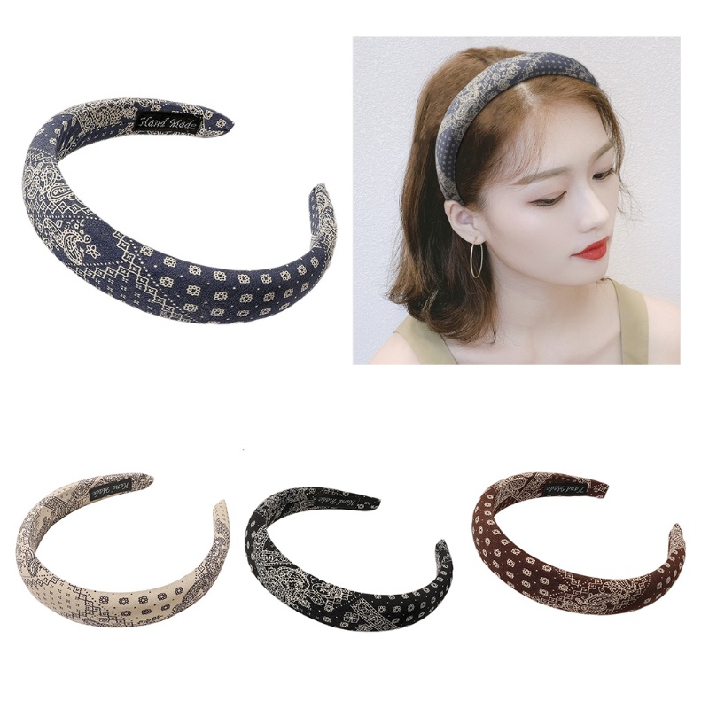 Băng Đô Turban Bản Rộng Co Giãn In Họa Tiết Phong Cách Bohemian Cổ Điển Dùng Làm Đạo Cụ Chụp Ảnh