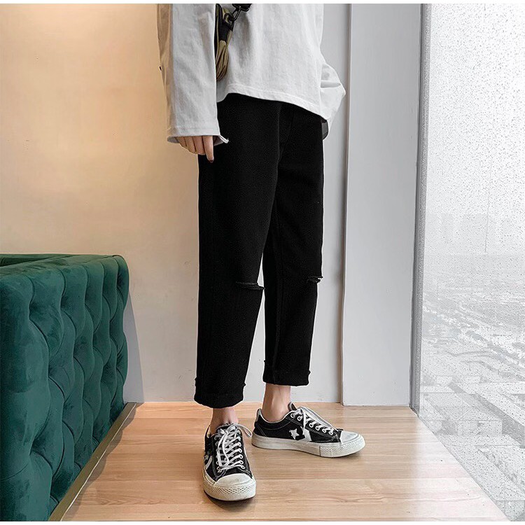 Quần jean Baggy Rách Hai Gối RGĐ-02 Style Hàn Quốc hot trend 2021 | BigBuy360 - bigbuy360.vn